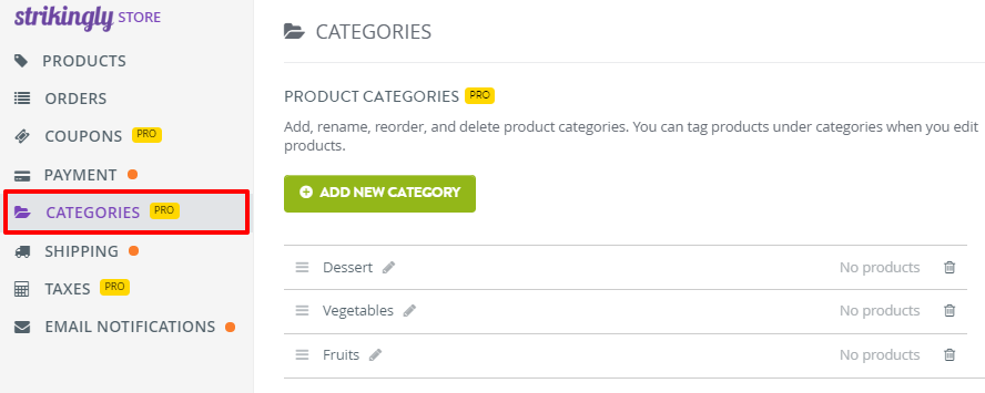 Showing how to add products to categories in Strikingly editor Showing how to add products to categories in Strikingly editor